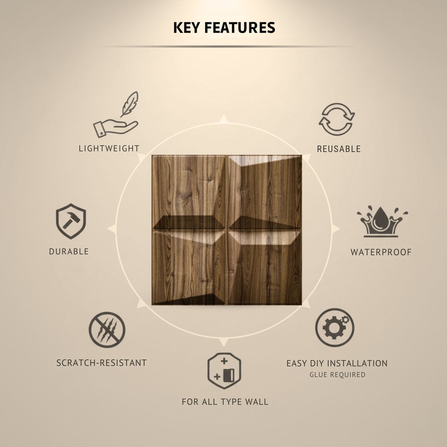 Oak Wood 3D Wall Panels Cube Design-3