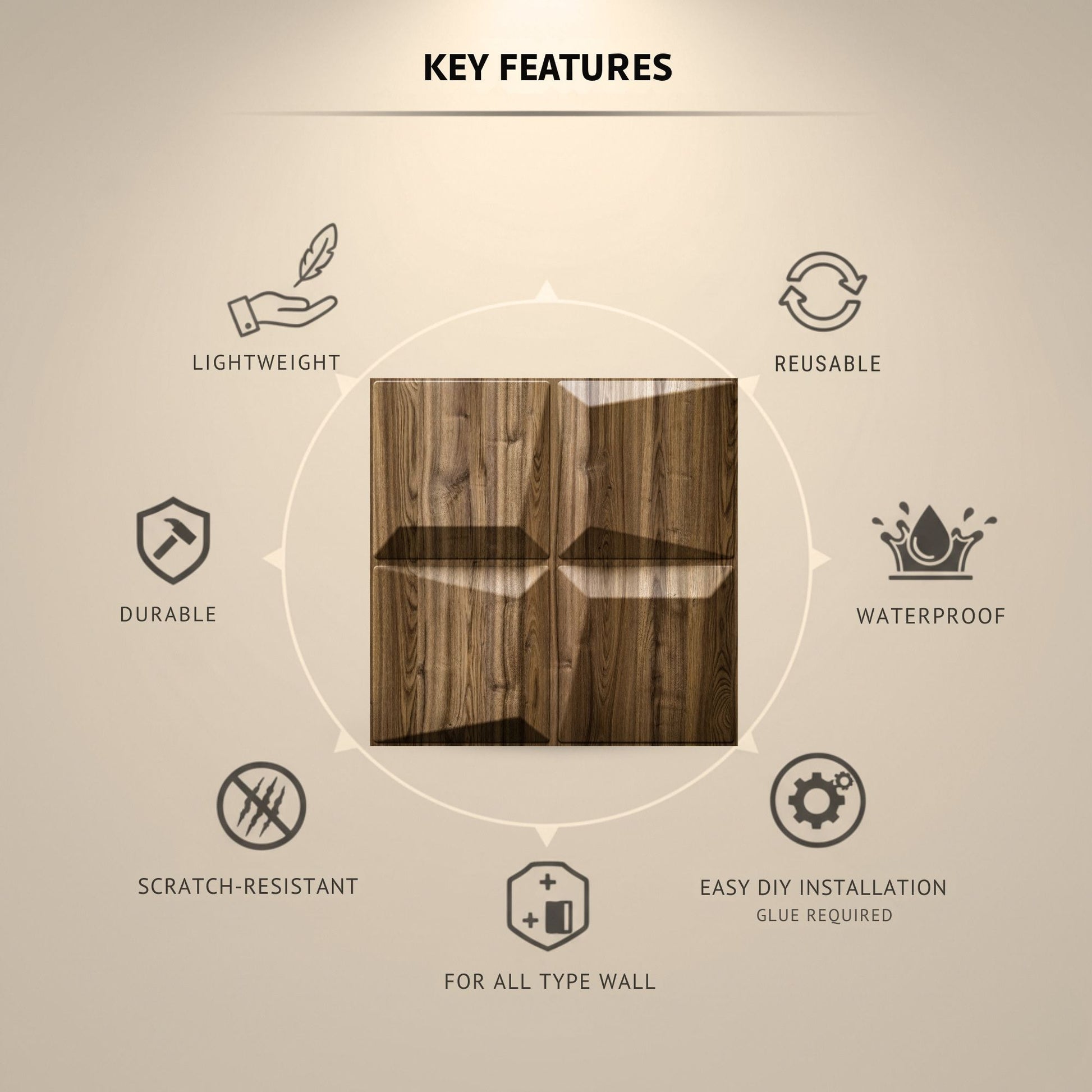 Oak Wood 3D Wall Panels Cube Design-3