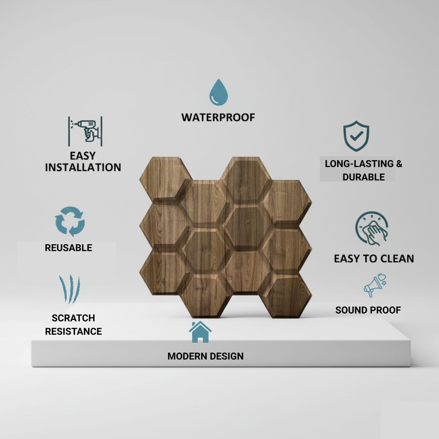 Oak Wood 3D Wall Panels Hexagon Design-td038