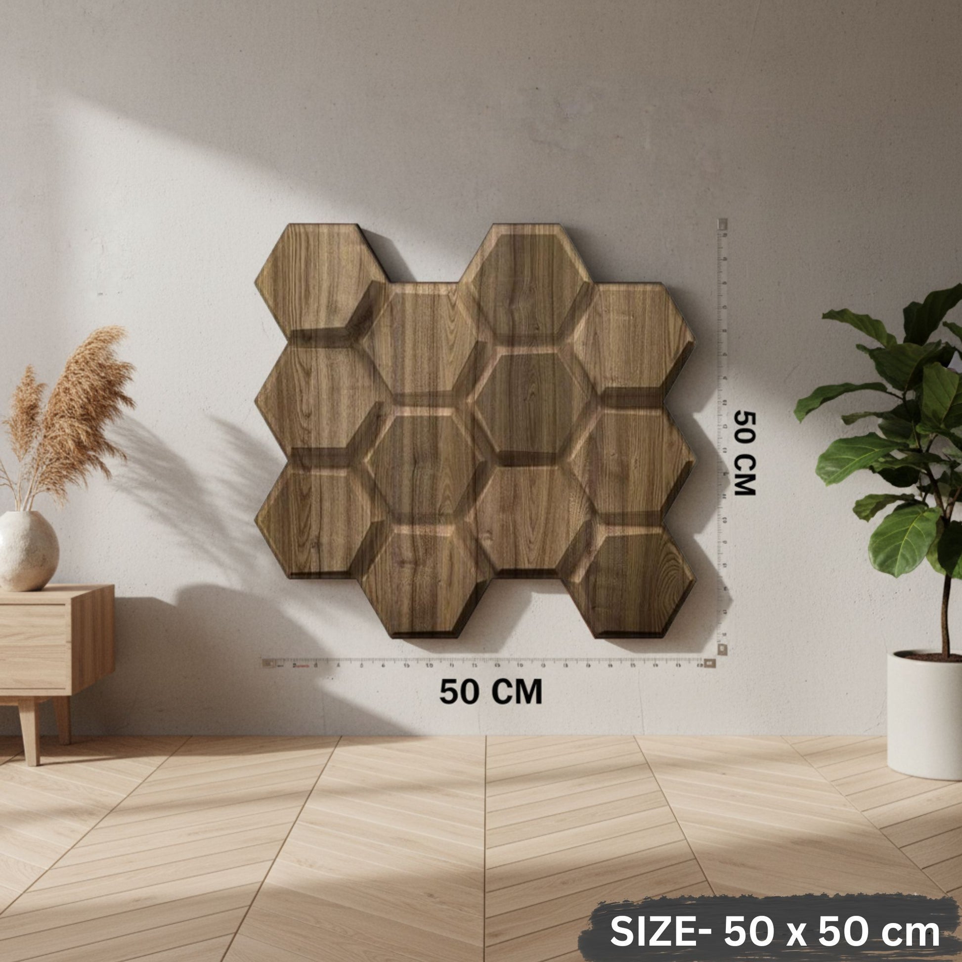 Oak Wood 3D Wall Panels Hexagon Design-td038