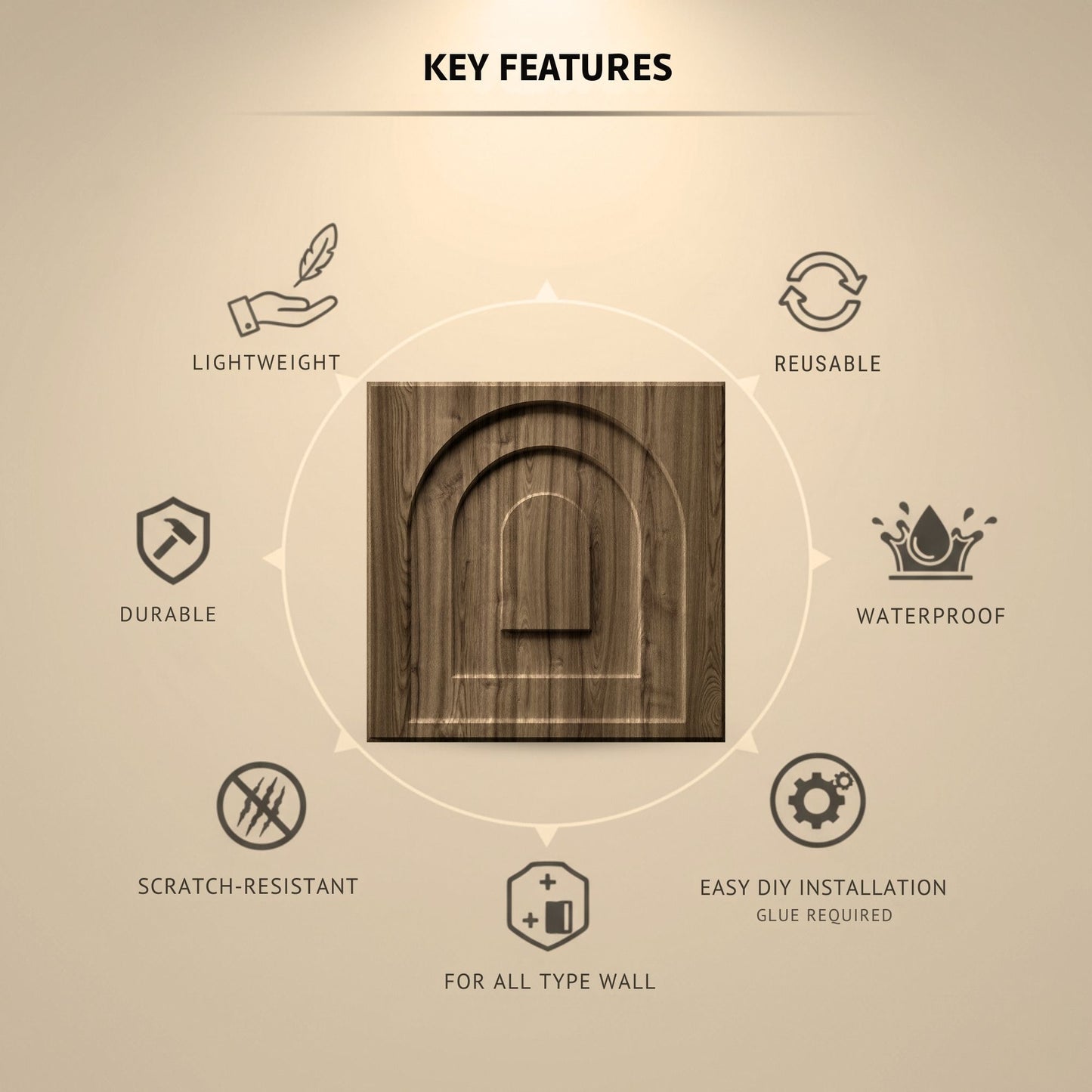 Oak Wood Archi Design 3D Wall Panel-2