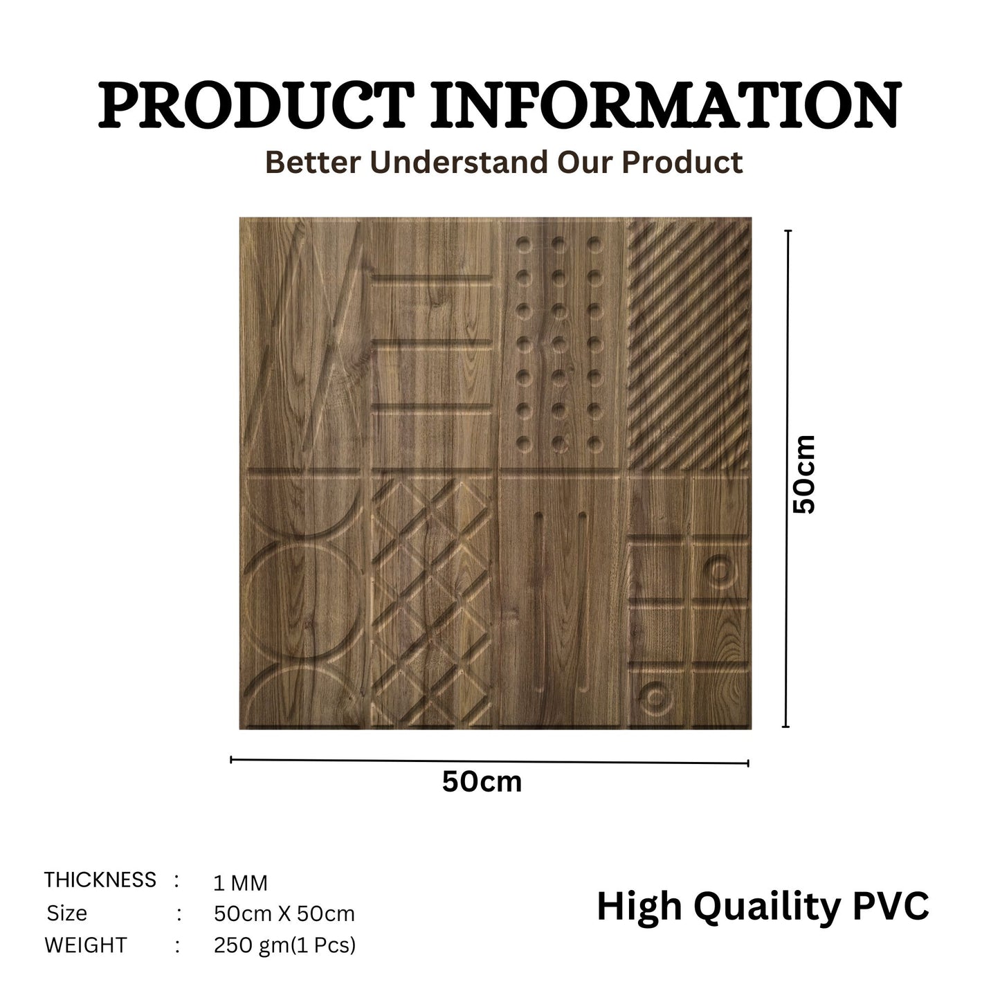 Oak Wood Self Adhesive Panels Square Design
