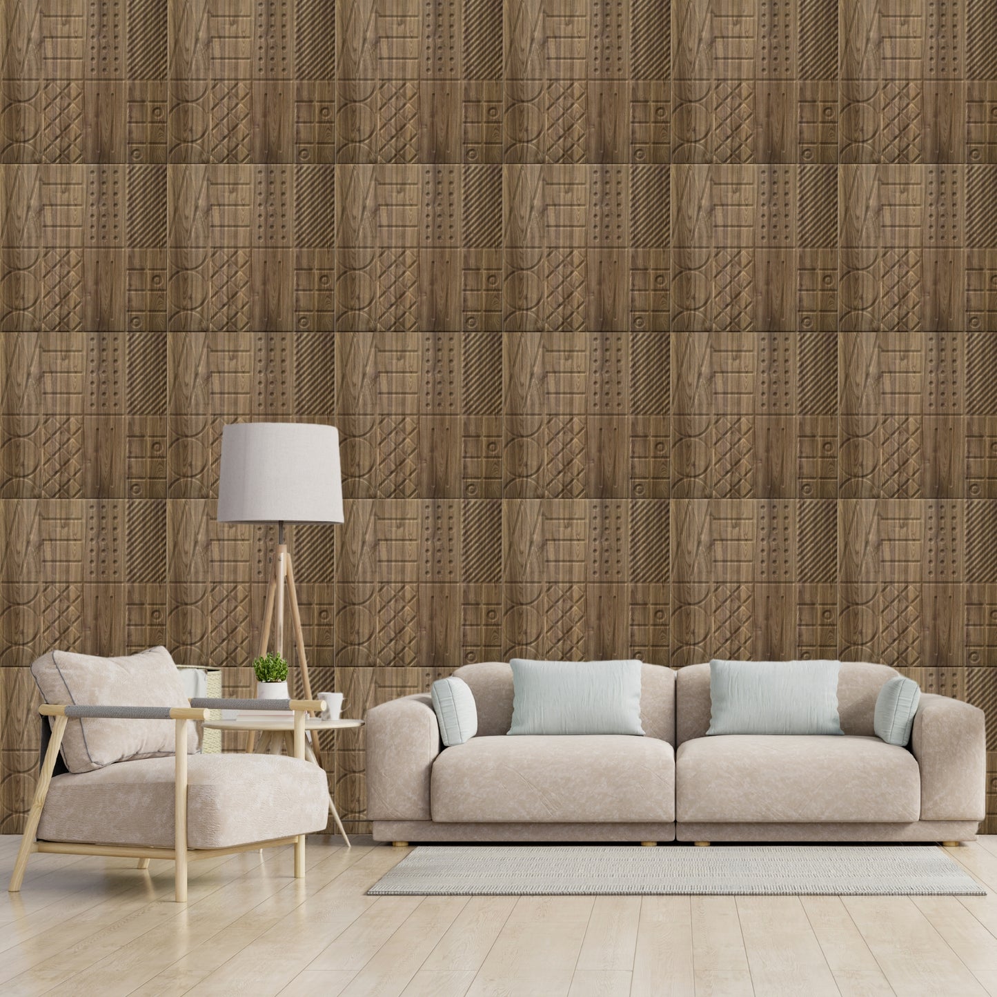 Oak Wood Self Adhesive Panels Square Design