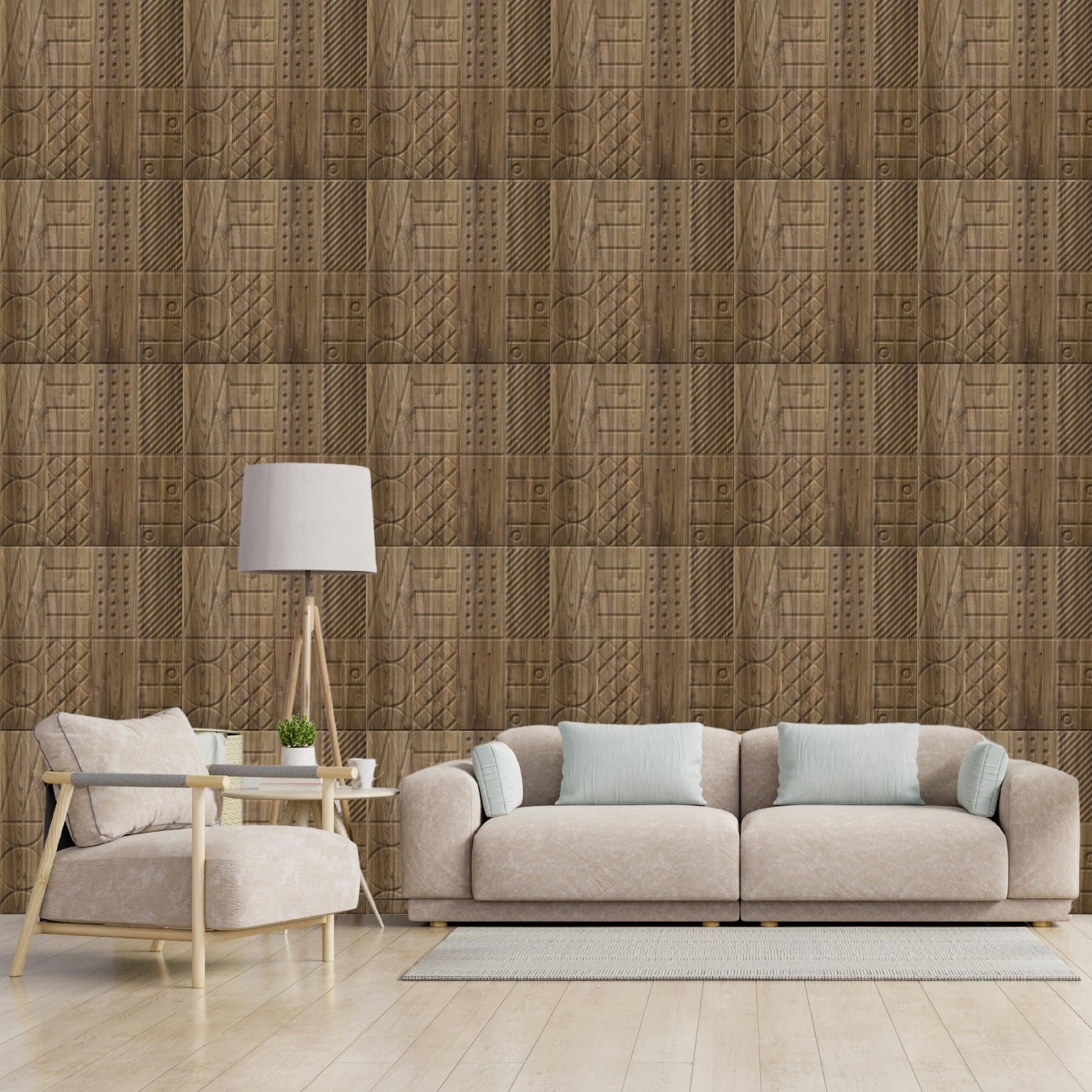 Oak Wood Self Adhesive Panels Square Design