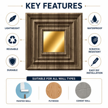 Oak Wood Gold Accent Design Acrylic 3D Wall Panel-5