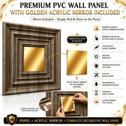 Oak Wood Gold Accent Design Acrylic 3D Wall Panel-6