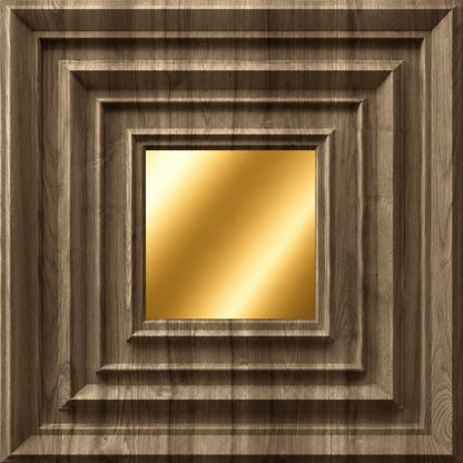 Oak Wood Gold Accent Design Acrylic 3D Wall Panel