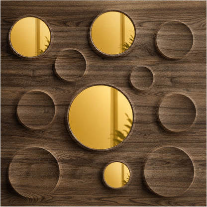 Oak Wood Gold Acrylic Moon Design 3D Wall Panel