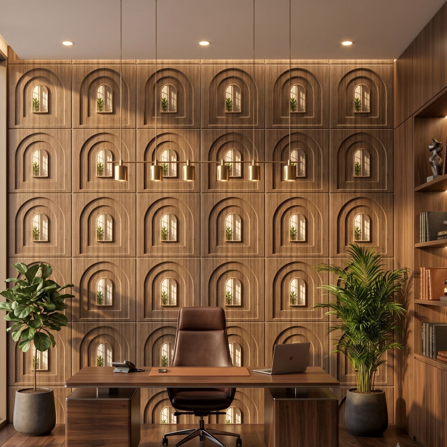 Oak Wood Gold Archi Design Acrylic 3D Wall Panel-1