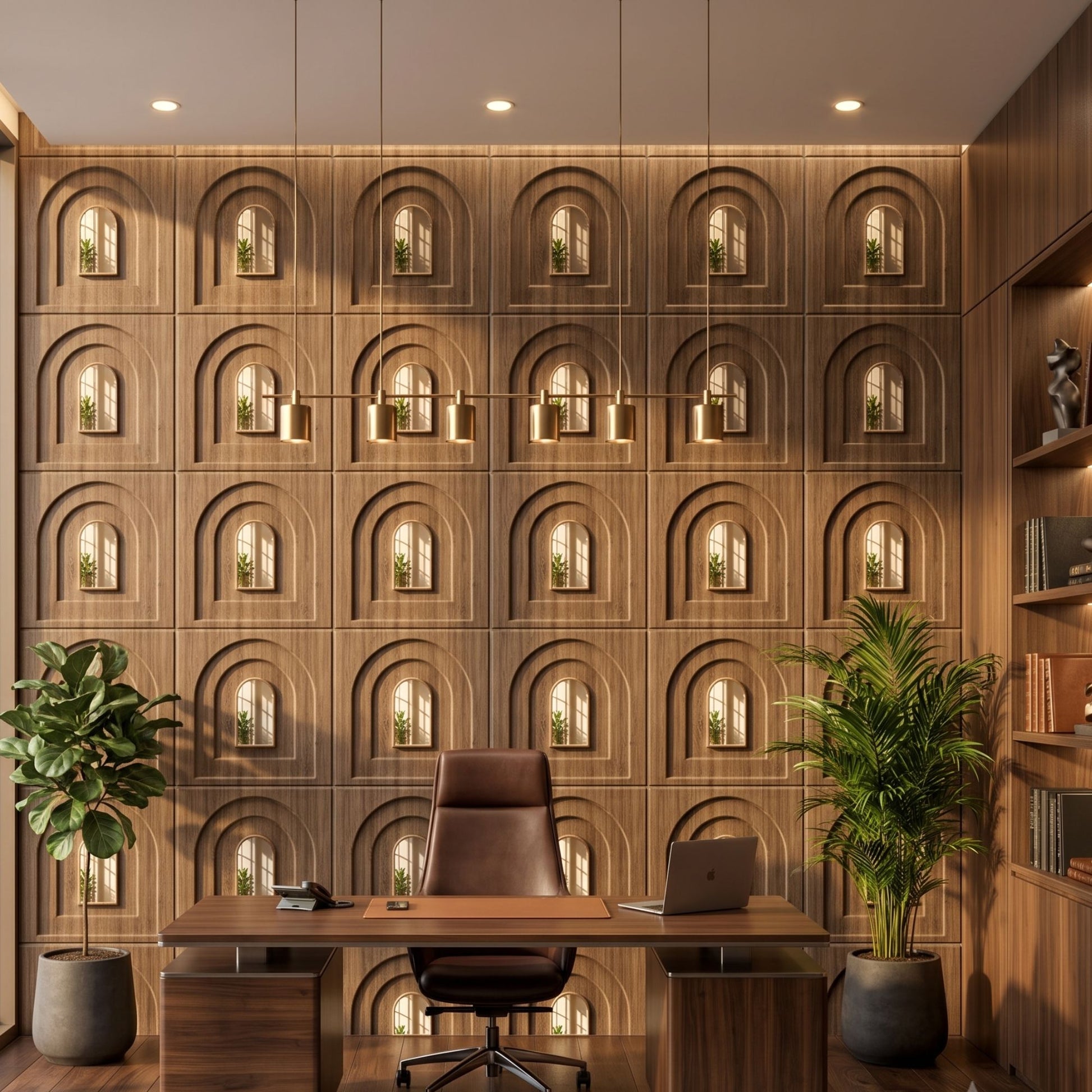 Oak Wood Gold Archi Design Acrylic 3D Wall Panel-1