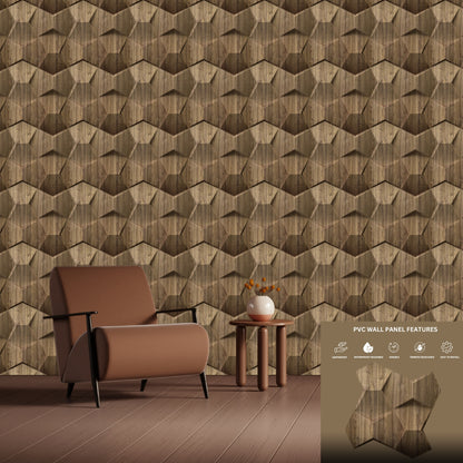 Oak Wood 3D Wall Panels Hexa quarter Design