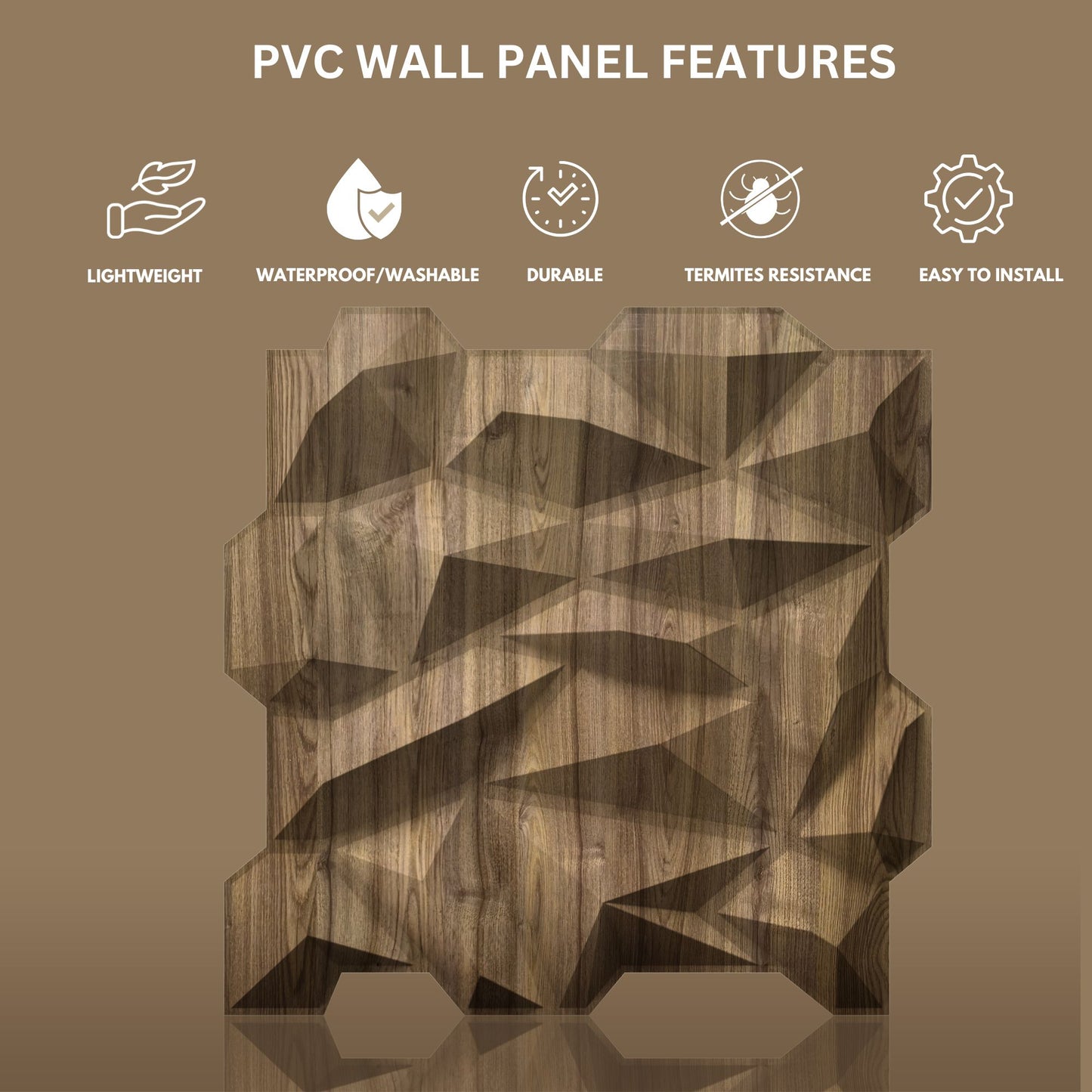 Oak Wood Diamond Design 3D Wall Panel View-4