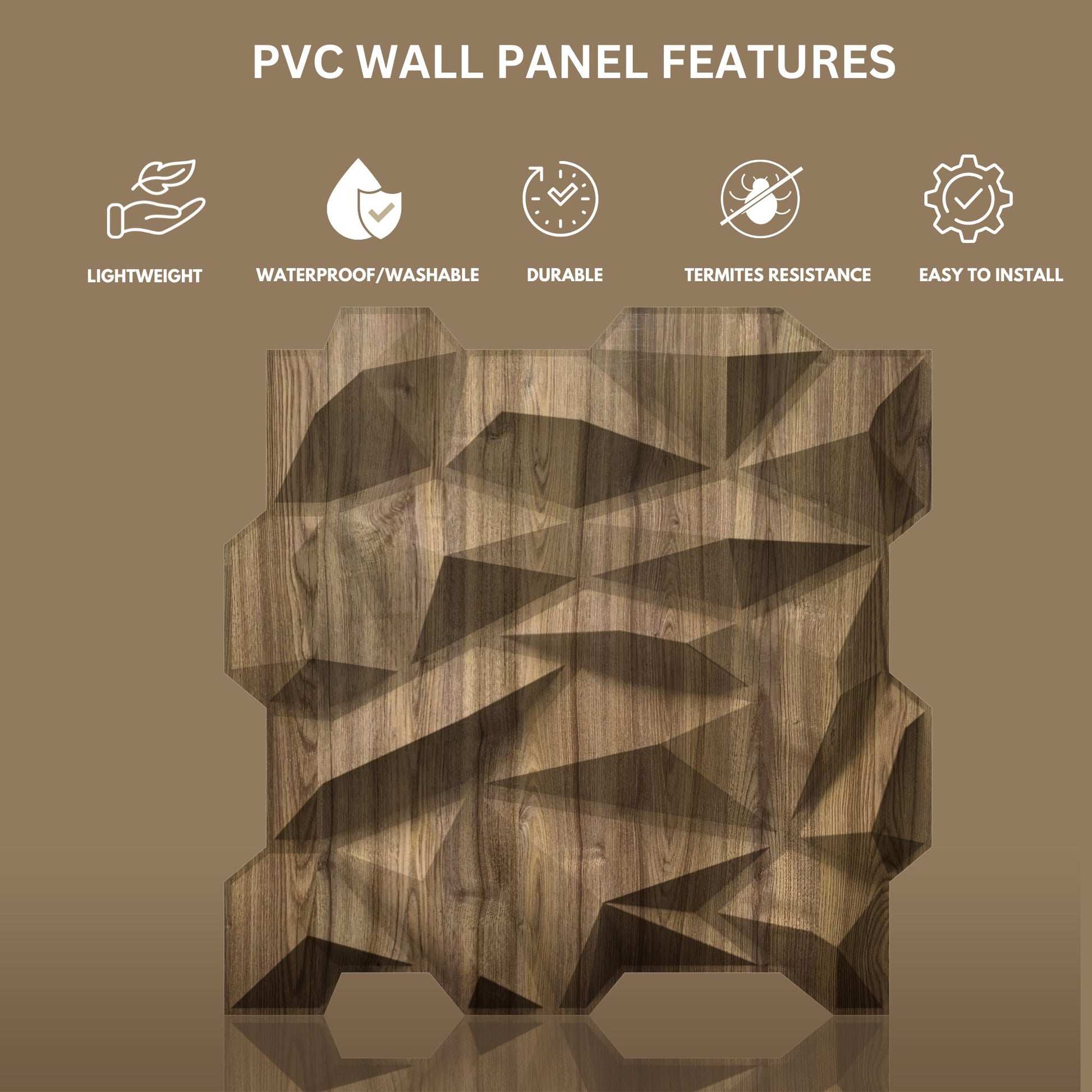 Oak Wood Diamond Design 3D Wall Panel View-4