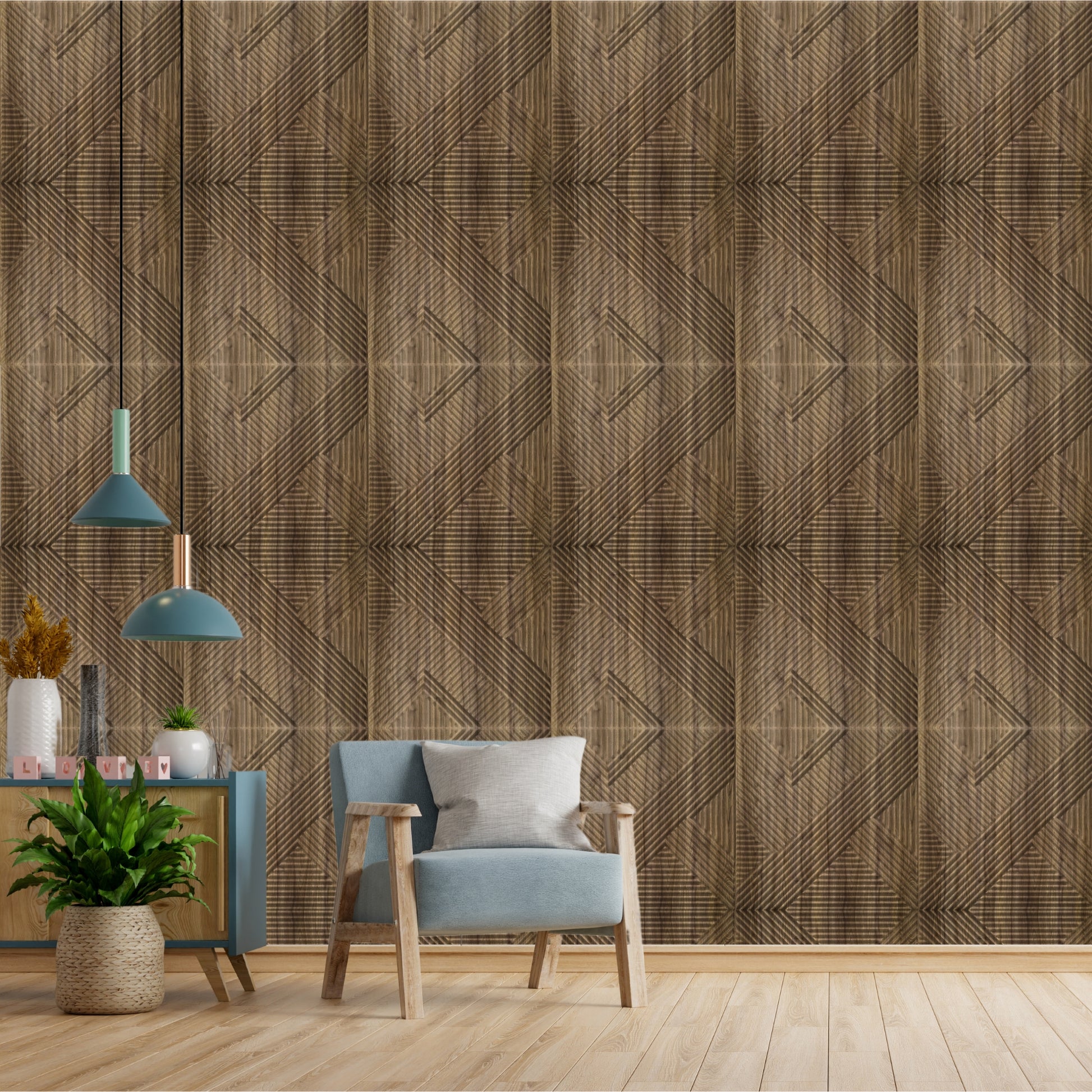 Oak Wood Self Adhesive Panels Line Abstract Design