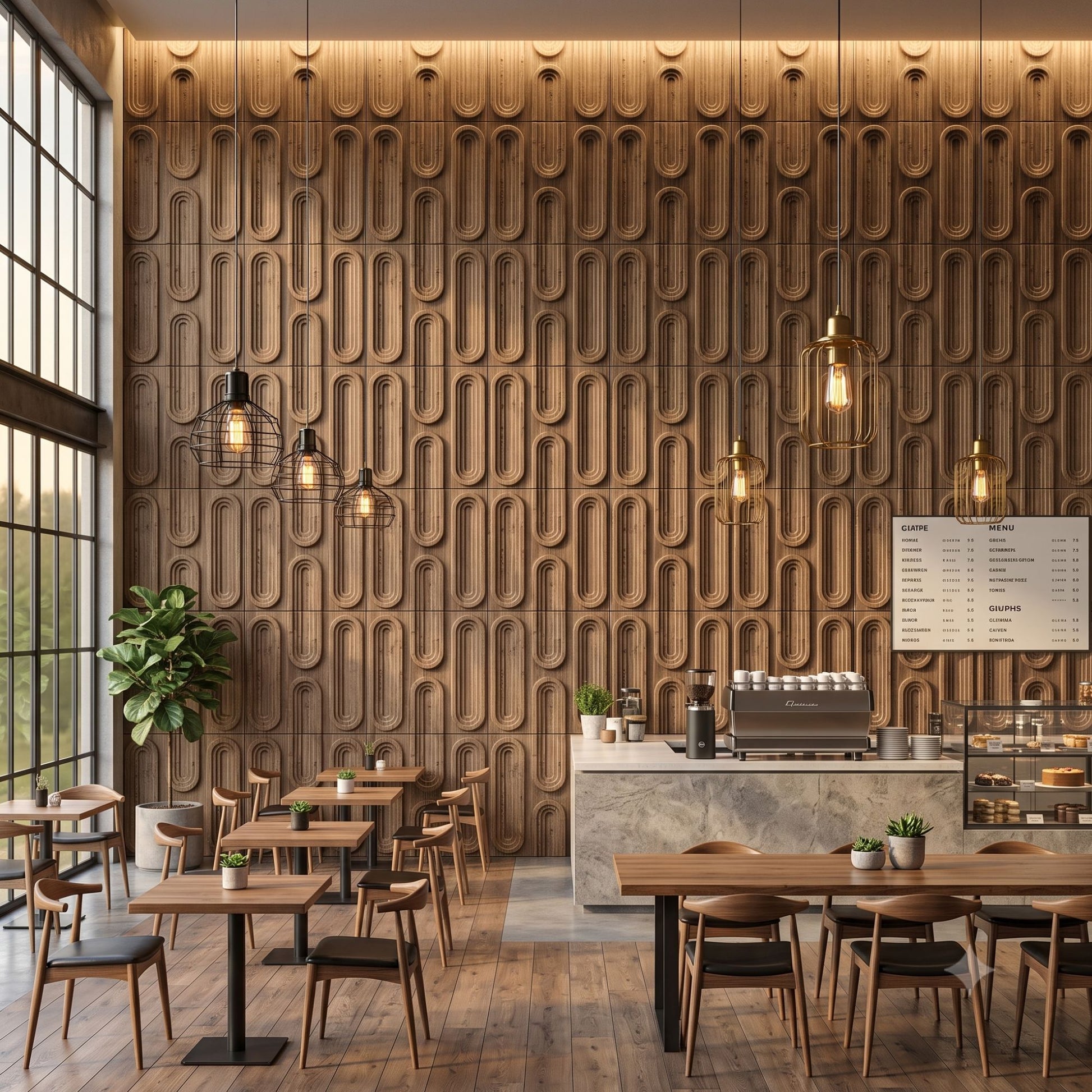 Oak Wood Loops Design 3D Wall Panel-2