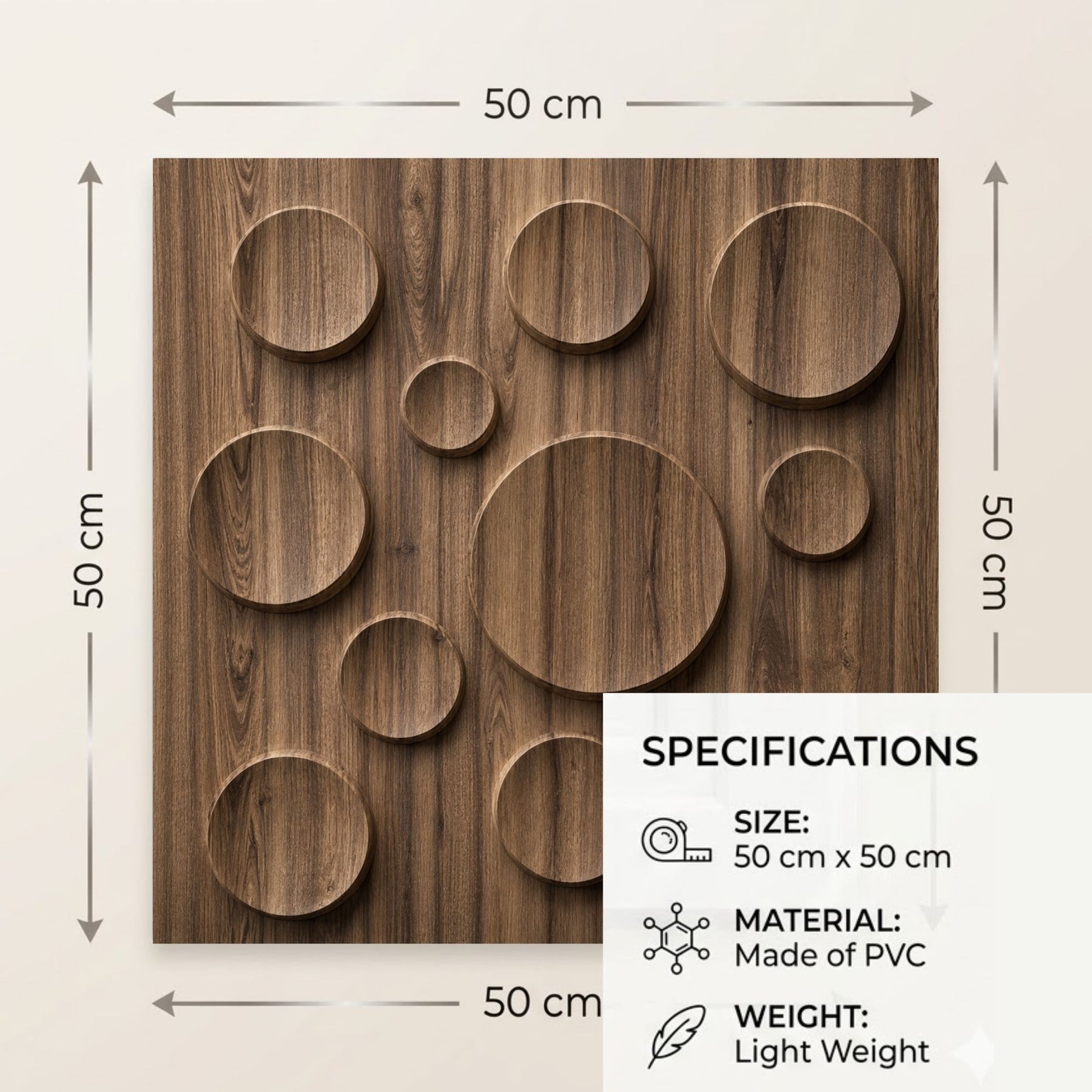 Oak Wood Moon Design 3D Wall Panel-3