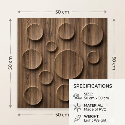 Oak Wood Moon Design 3D Wall Panel-3
