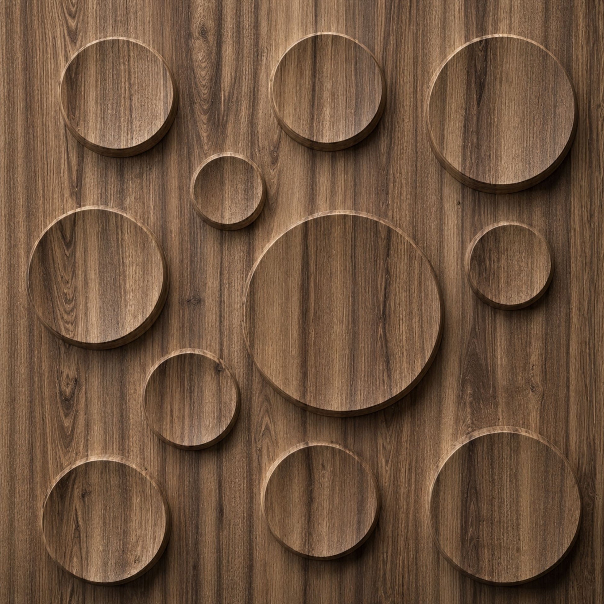 Oak Wood Moon Design 3D Wall Panel