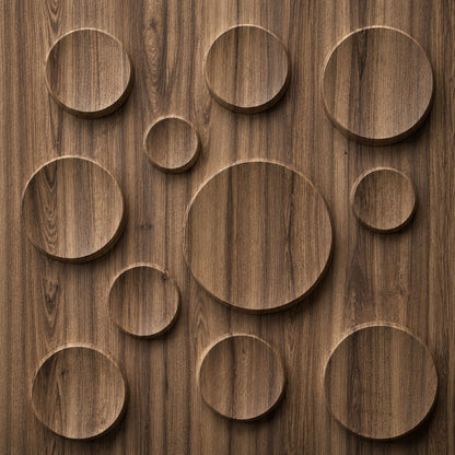 Oak Wood Moon Design 3D Wall Panel