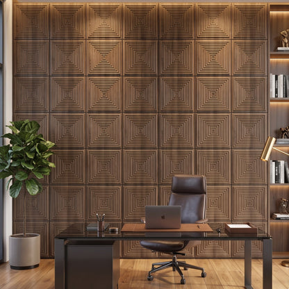 Oak Wood Pyramid Design 3D Wall Panel-1