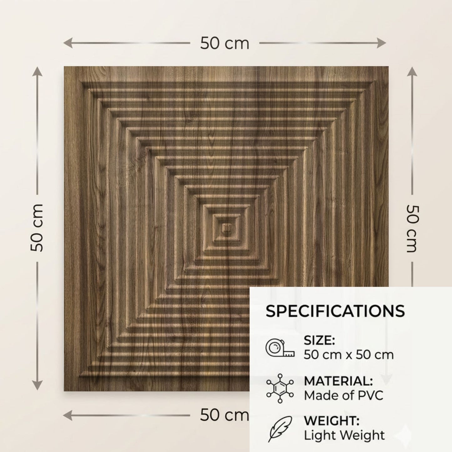 Oak Wood Pyramid Design 3D Wall Panel-2