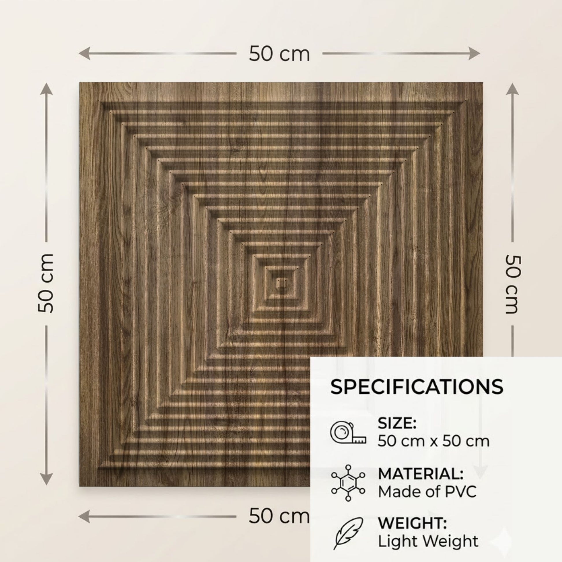 Oak Wood Pyramid Design 3D Wall Panel-2