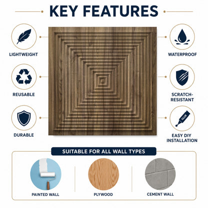 Oak Wood Pyramid Design 3D Wall Panel-3