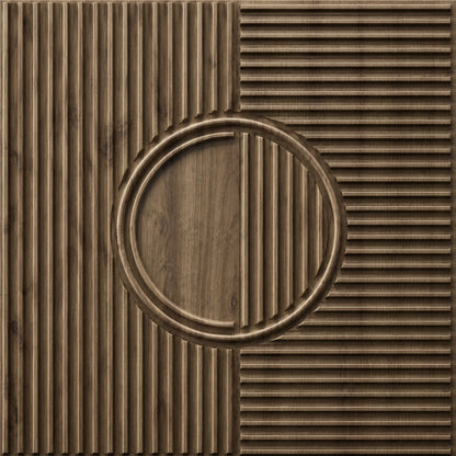 Oak Wood Self Adhesive PVC wall Panels Fluted Circle Design
