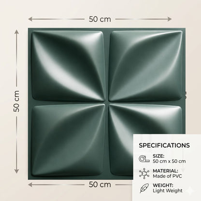 Olive Green Bloom Design 3D Wall Panel View-3