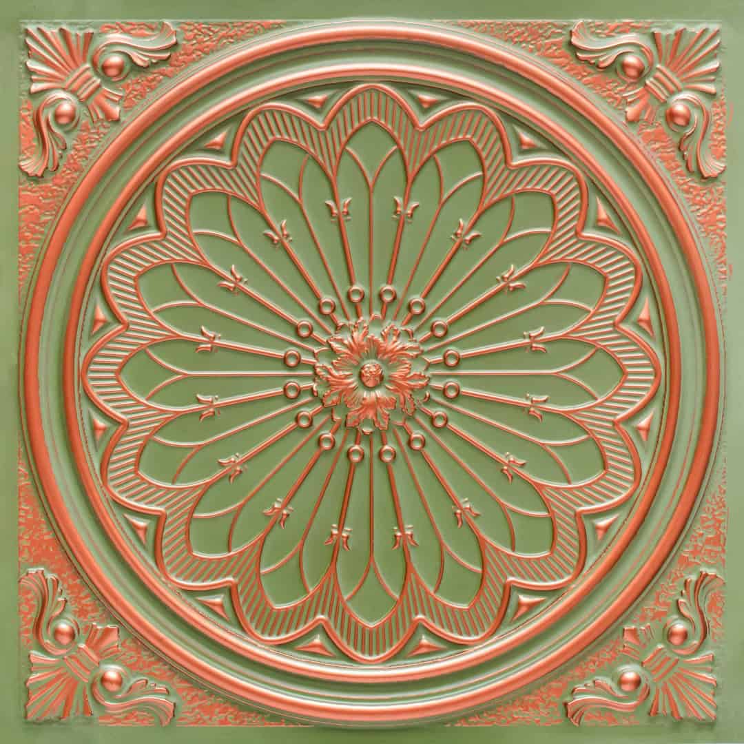 Patina Copper Color Grand Dahlia Design PVC Ceiling Panel