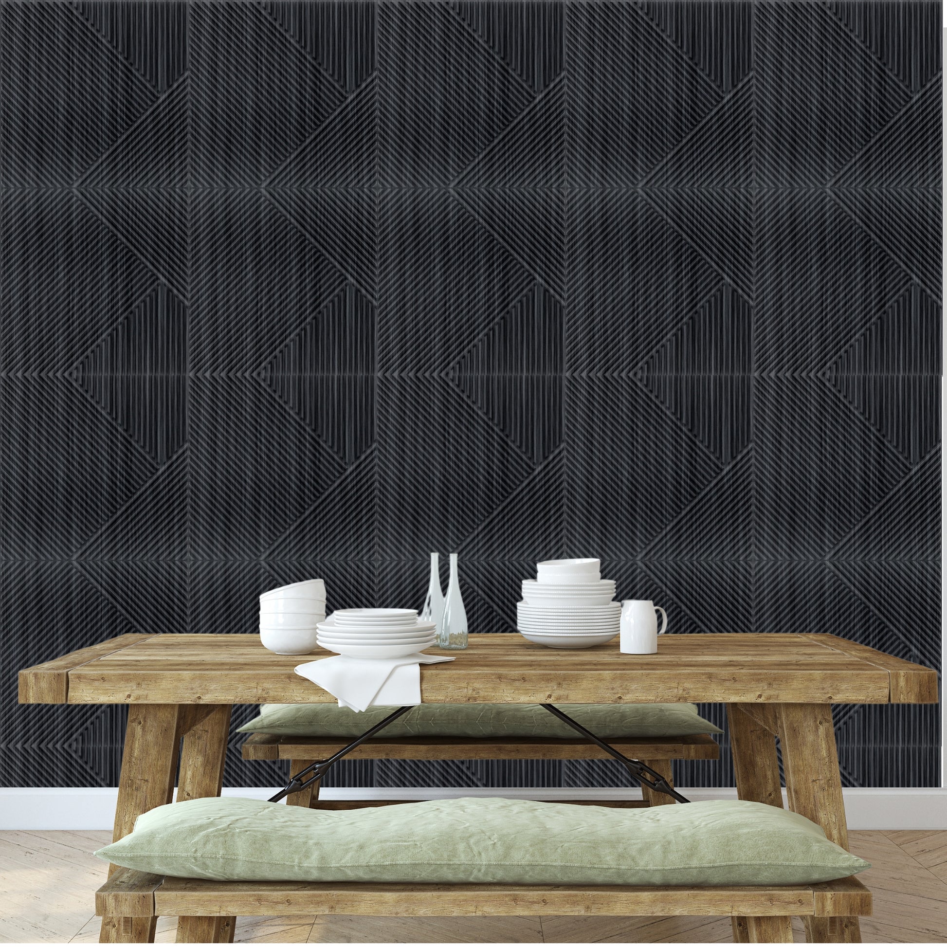 Pine Wood Self Adhesive Panels Stripe Design