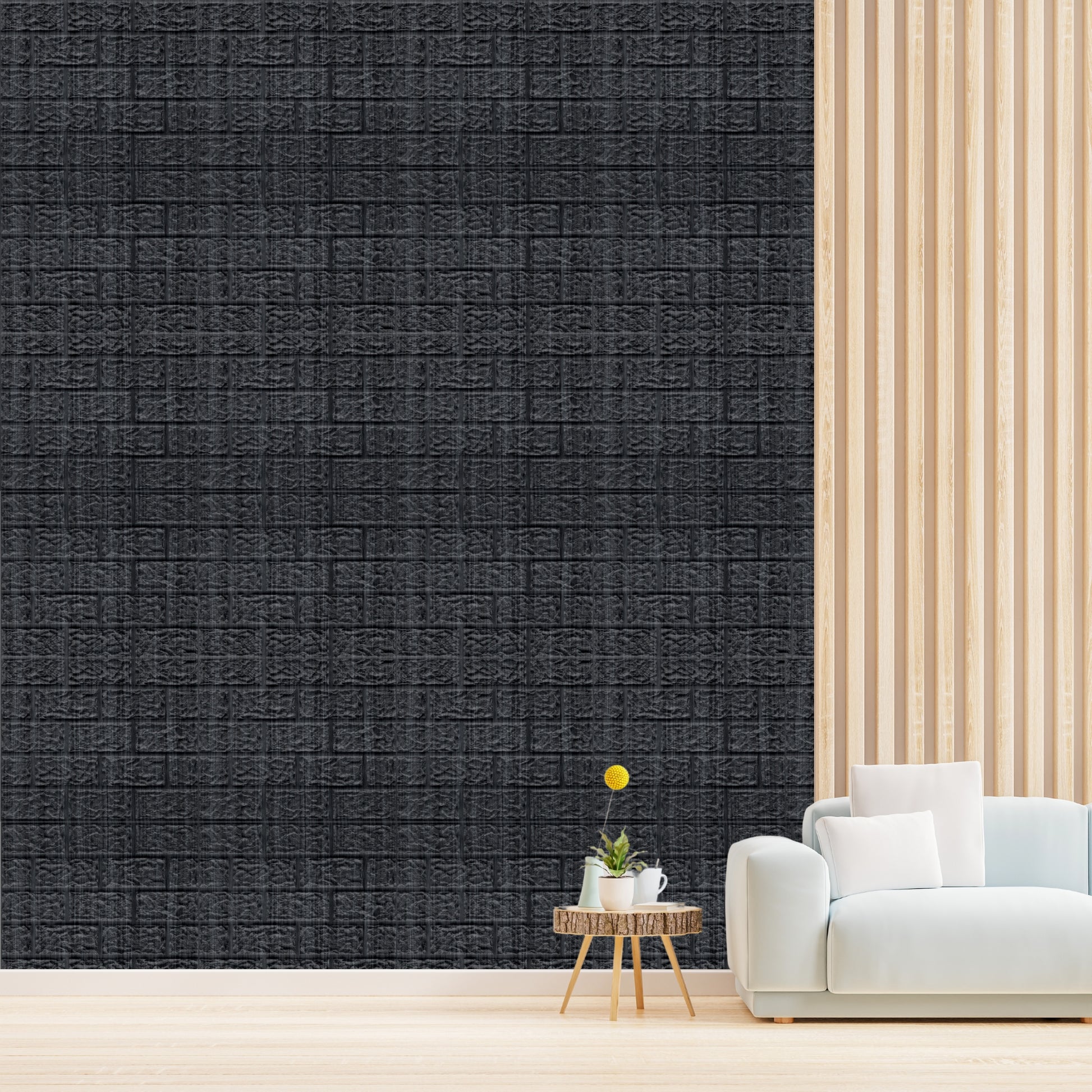 Pine Wood Self Adhesive 3D Panels Brick Design
