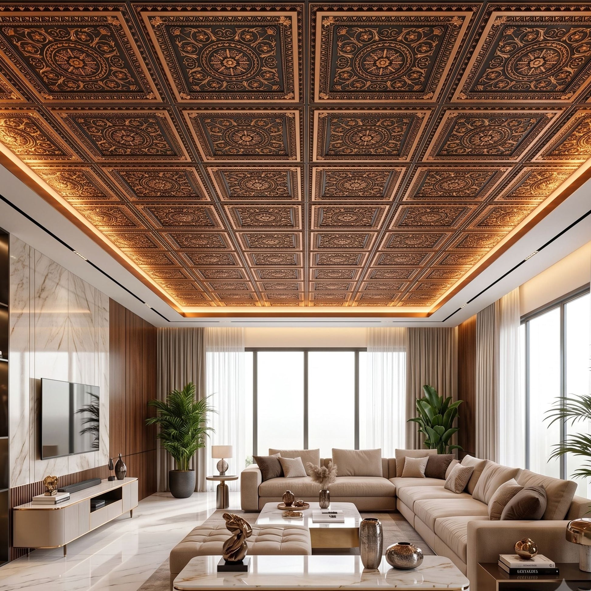 Rajwada Design Black Gold Color 3d Ceiling Panel-2