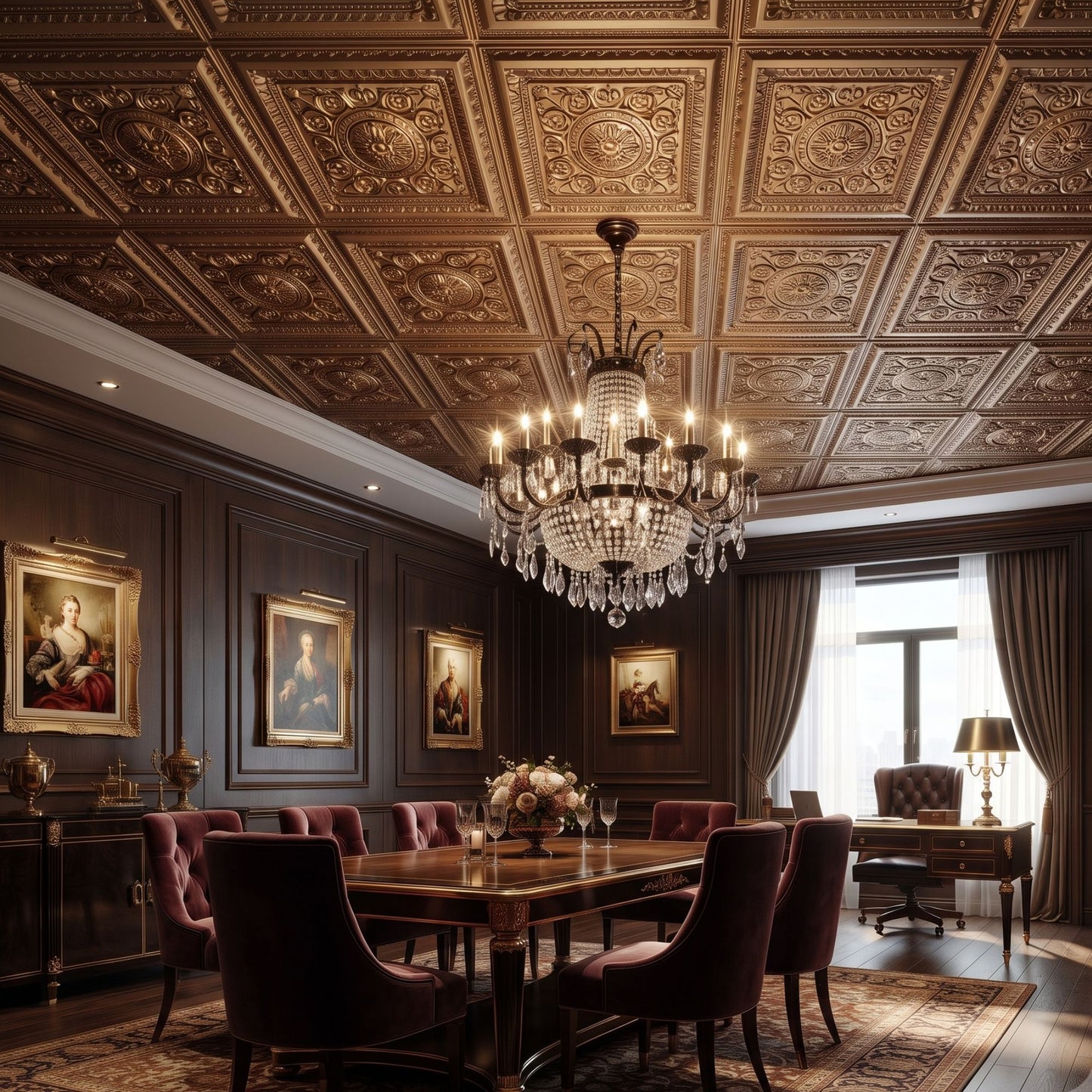 Rajwada Design Gold Color 3d Ceiling Panel-2