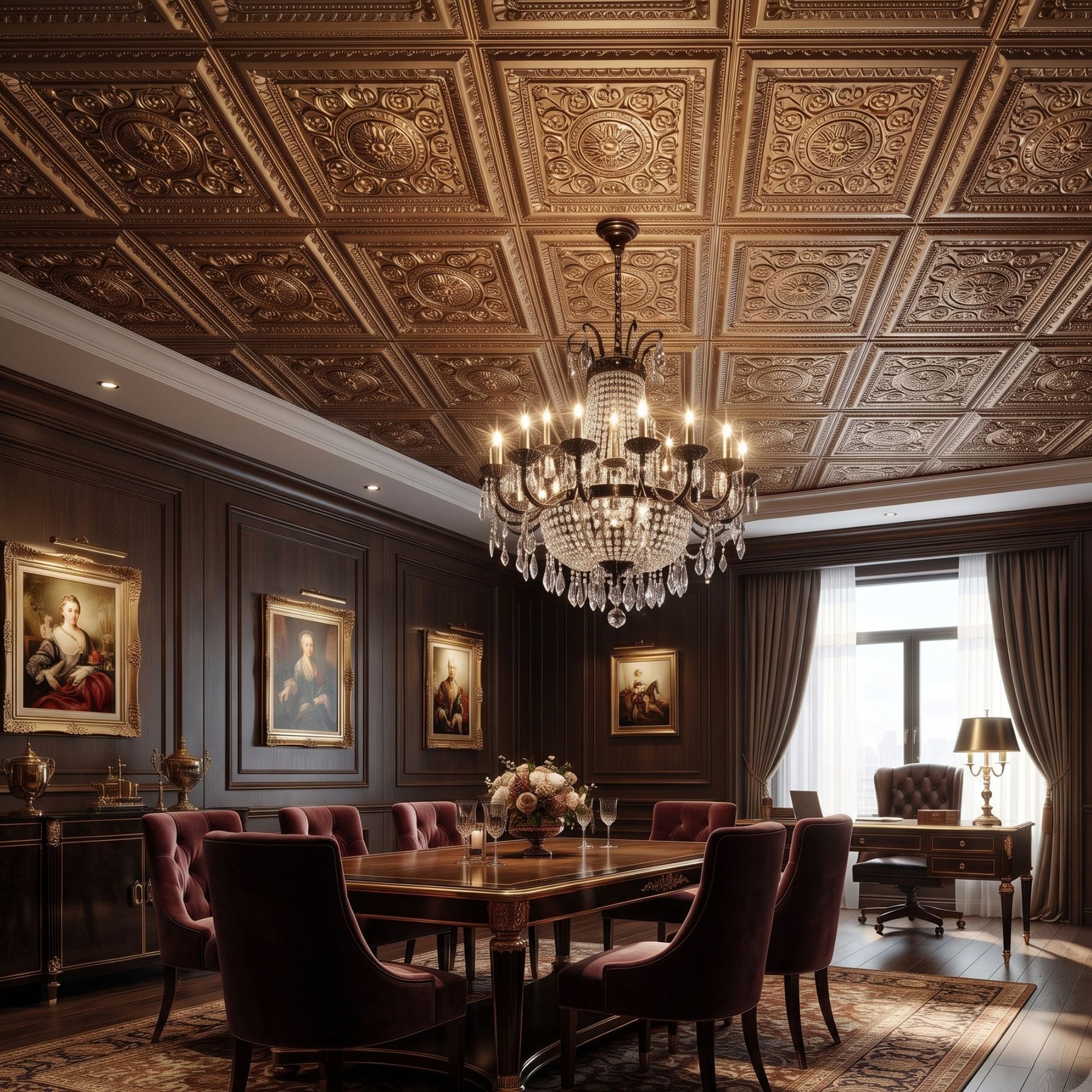 Rajwada Design Gold Color 3d Ceiling Panel-2