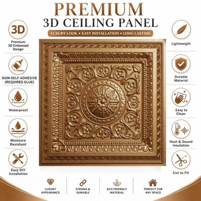 Rajwada Design Gold Color 3d Ceiling Panel-3