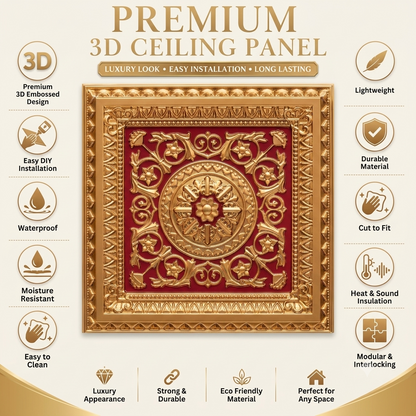 Rajwada Design Pink Gold Color 3d Ceiling Panel-4