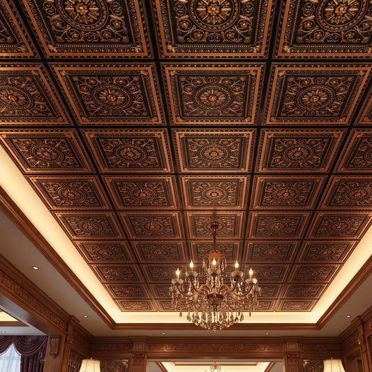 Rajwada Square Design Black Gold 3D Ceiling Panel-1