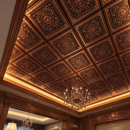 Rajwada Square Design Black Gold 3D Ceiling Panel-2