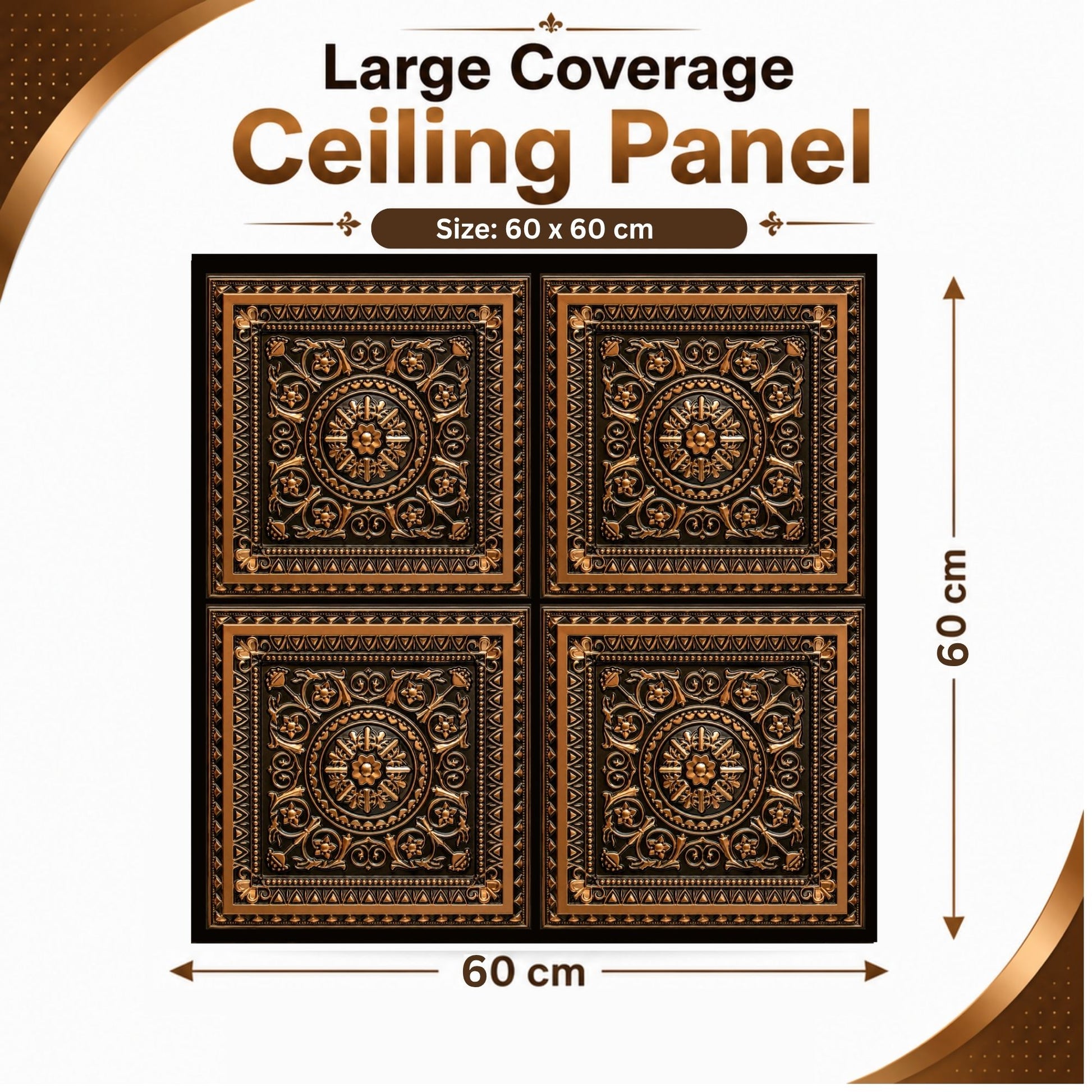 Rajwada Square Design Black Gold 3D Ceiling Panel-4