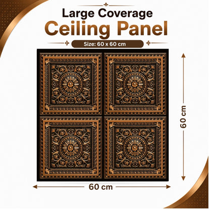 Rajwada Square Design Black Gold 3D Ceiling Panel-4