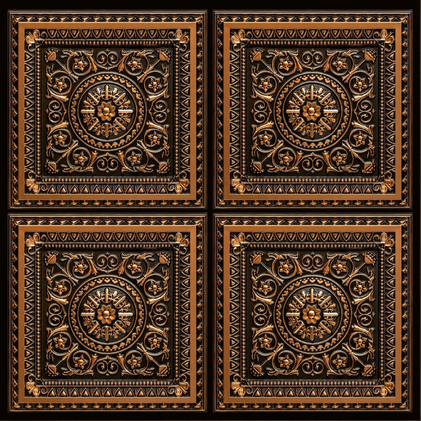 Rajwada Square Design Black Gold 3D Ceiling Panel