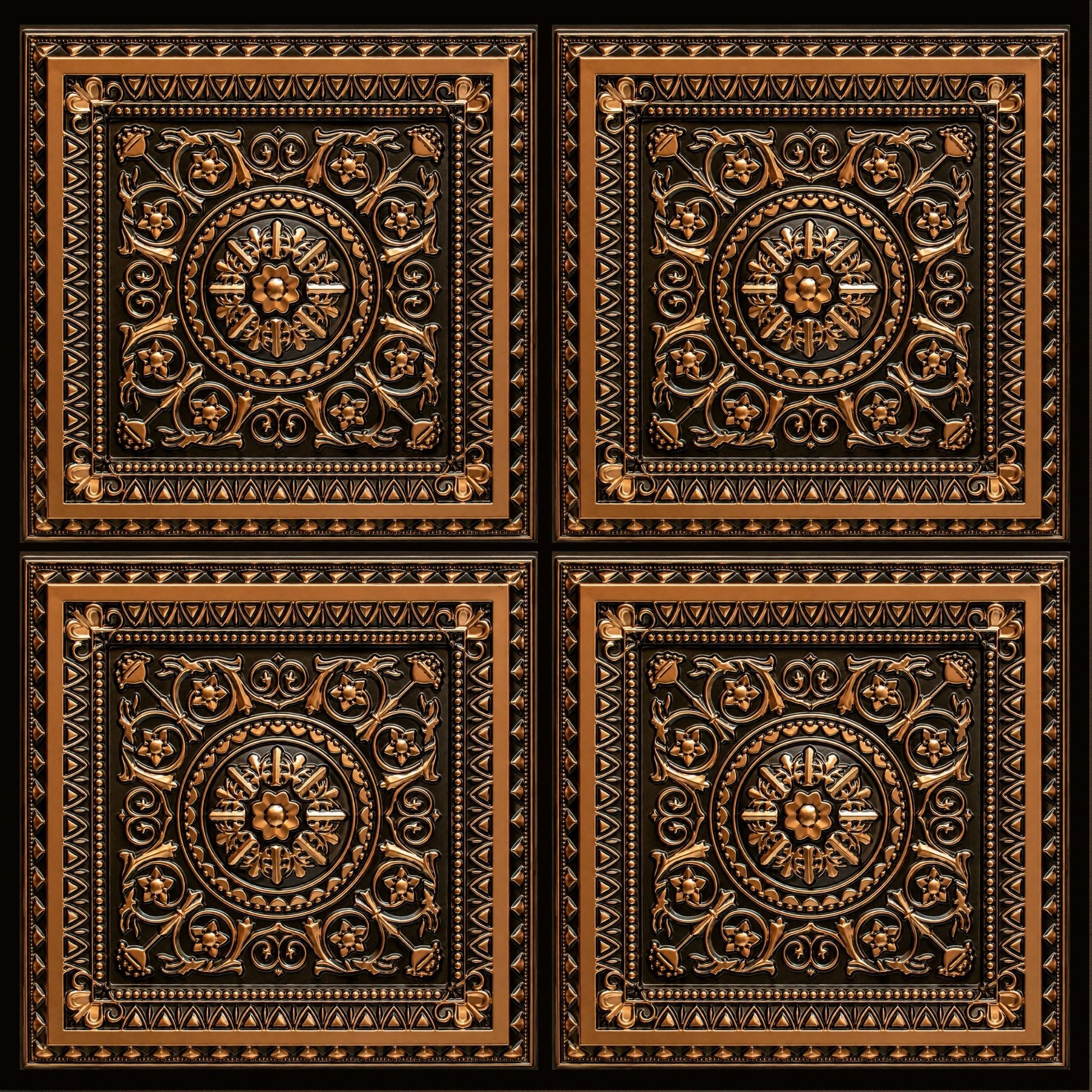 Rajwada Square Design Black Gold 3D Ceiling Panel