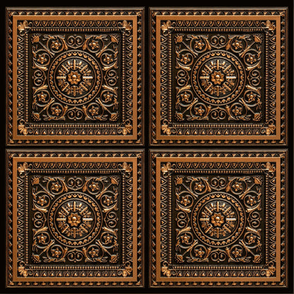 Rajwada Square Design Black Gold 3D Ceiling Panel