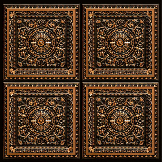Rajwada Square Design Black Gold 3D Ceiling Panel