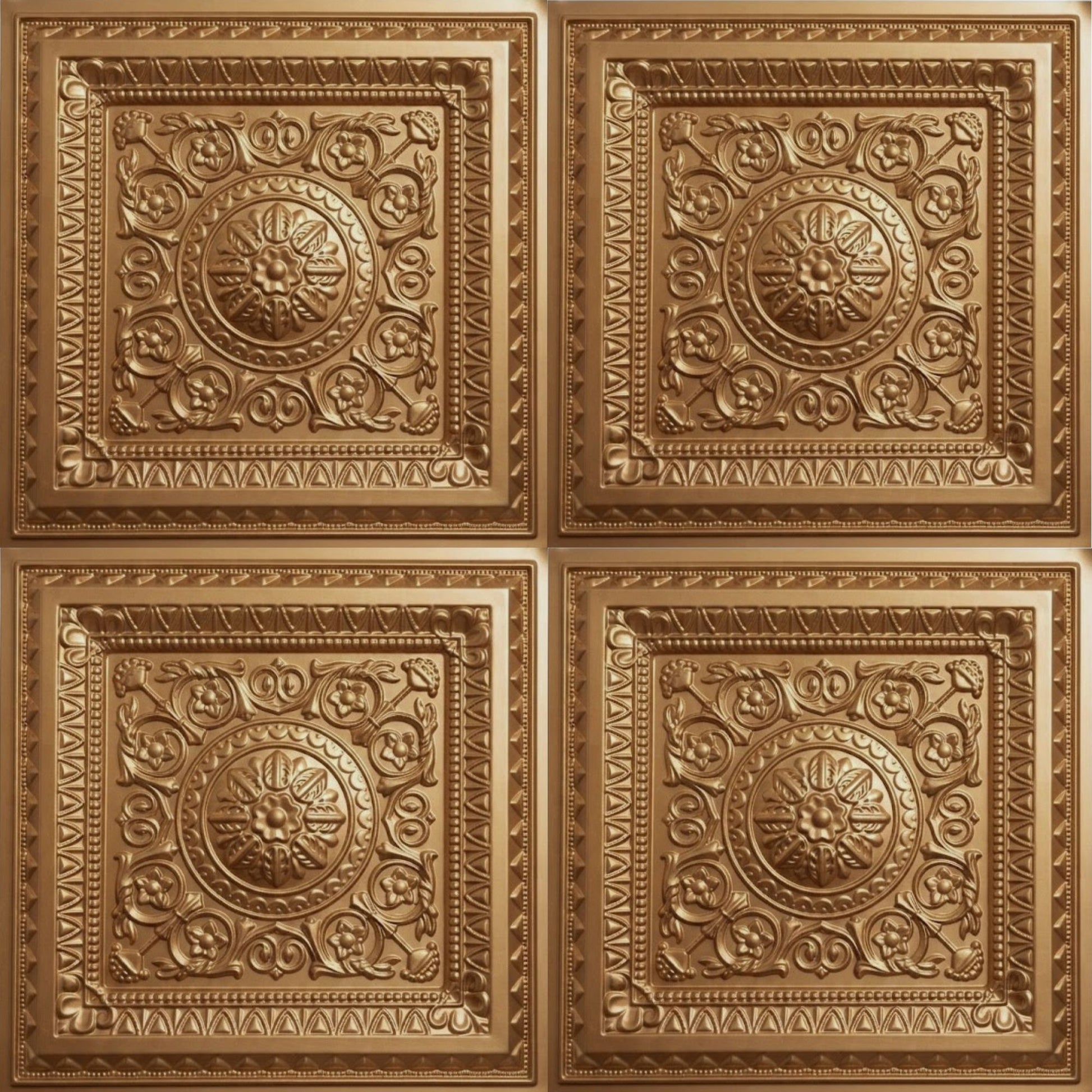 Rajwada Square Design Golden 3D Ceiling Panel