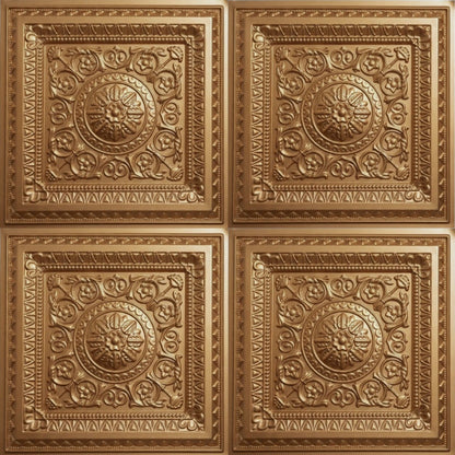 Rajwada Square Design Golden 3D Ceiling Panel