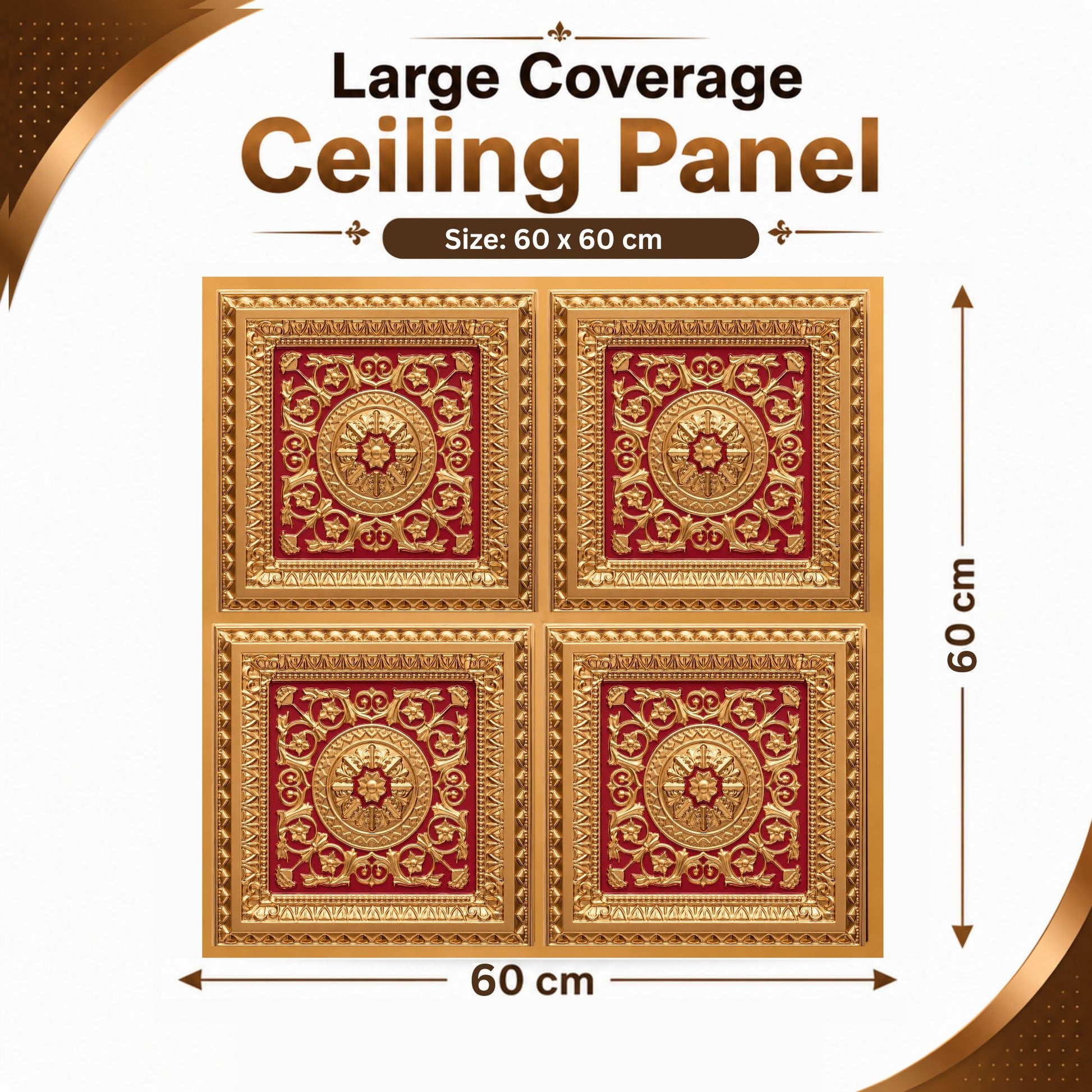 Rajwada Square Design Pink Gold 3D Ceiling Panel-3