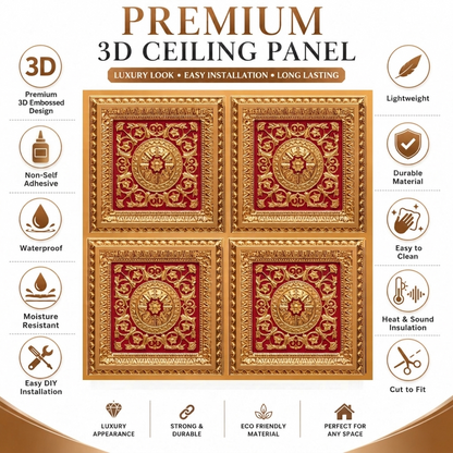 Rajwada Square Design Pink Gold 3D Ceiling Panel-4