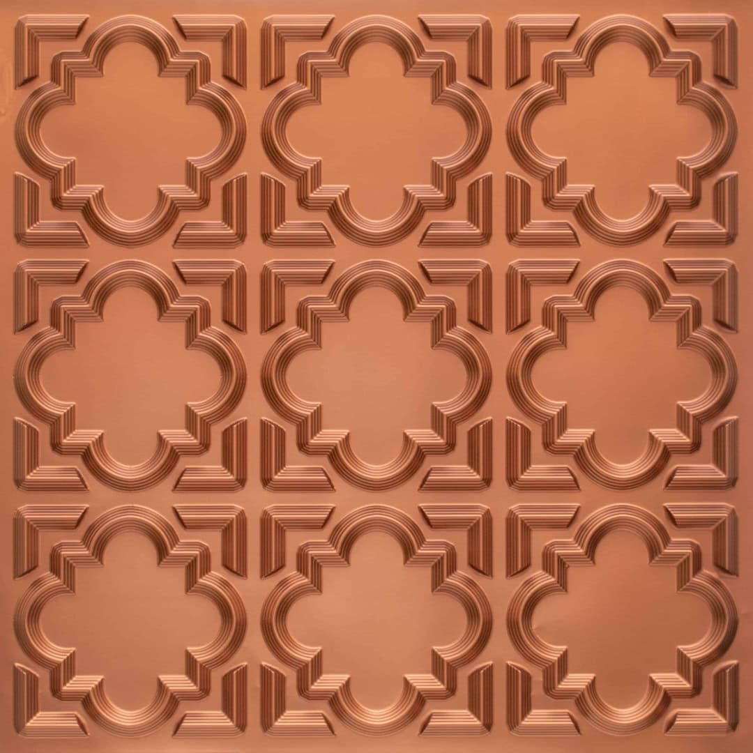 Red Copper Color Quatrefoil Design 3D Ceiling Panel
